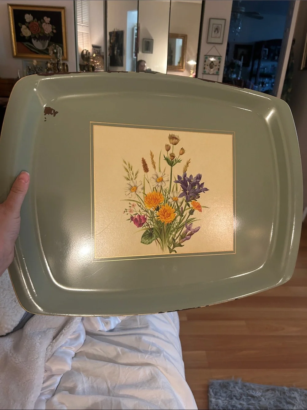 Vintage 1970’s Scully & Scully Made in England Metal Painted Tray